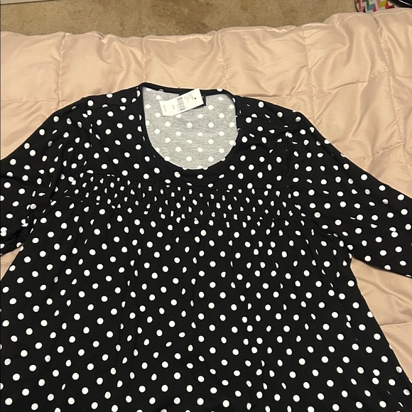 Lane Bryant Black and White Polka Dot Blouse - Picture 1 of 7